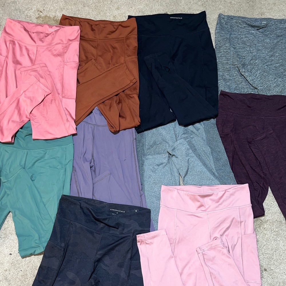 10 Aeropostale Women's Leggings - Pink, Brown, Black, Gray, Green, Purple